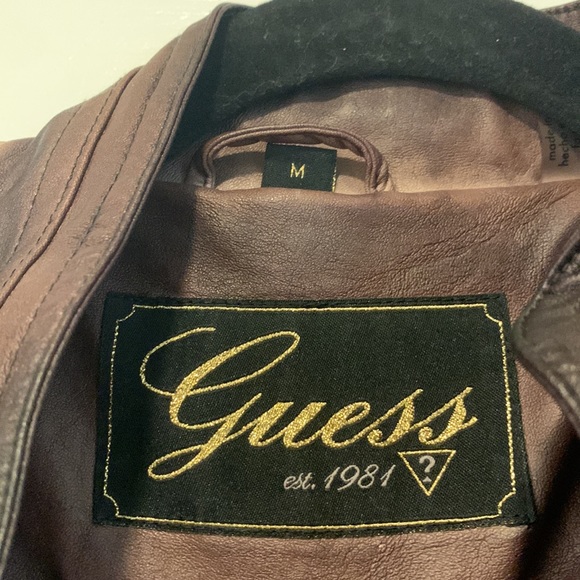 Guess brown leather jacket, size medium - Picture 3 of 3